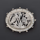 Antique Victorian Aesthetic Movement Silver Brooch & Earrings Suite