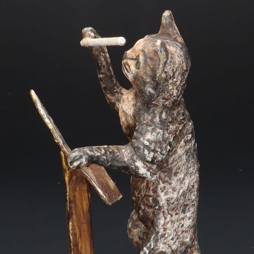 Austrian Cold Painted Bronze Figure of Cat Conductor with Baton image-5