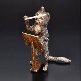 Austrian Cold Painted Bronze Figure of Cat Conductor with Baton
