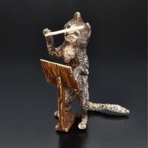 Austrian Cold Painted Bronze Figure of Cat Conductor with Baton