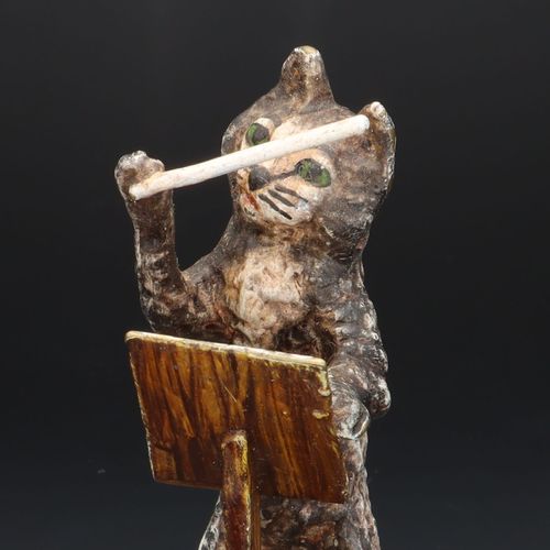Austrian Cold Painted Bronze Figure of Cat Conductor with Baton image-4