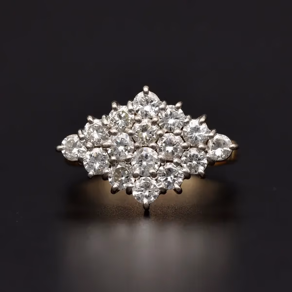18ct Yellow Gold & Diamond Cluster Ring