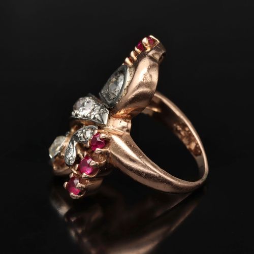 14ct Gold Diamond and Ruby Ring image-3