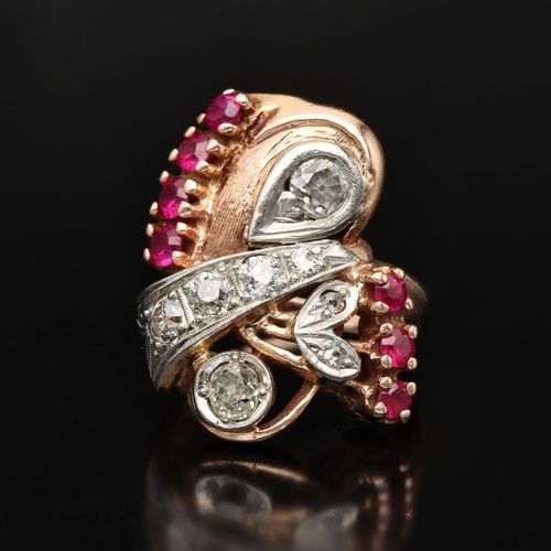 14ct Gold Diamond and Ruby Ring image-2