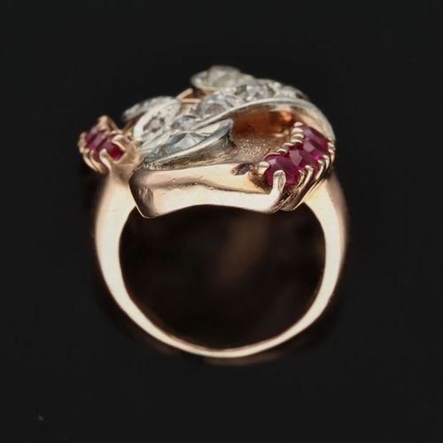 14ct Gold Diamond and Ruby Ring image-6