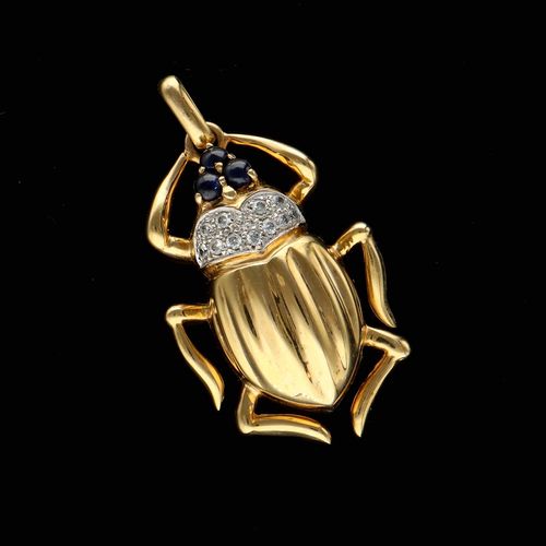 Vintage Italian 14ct Gold Beetle Pendant image-1