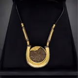 18ct Yellow Gold & Oxidised Silver Sicilian Stone Necklace