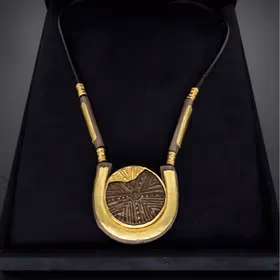 18ct Yellow Gold & Oxidised Silver Sicilian Stone Necklace