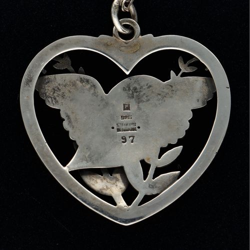 Danish Silver Bird in Heart Pendant image-2