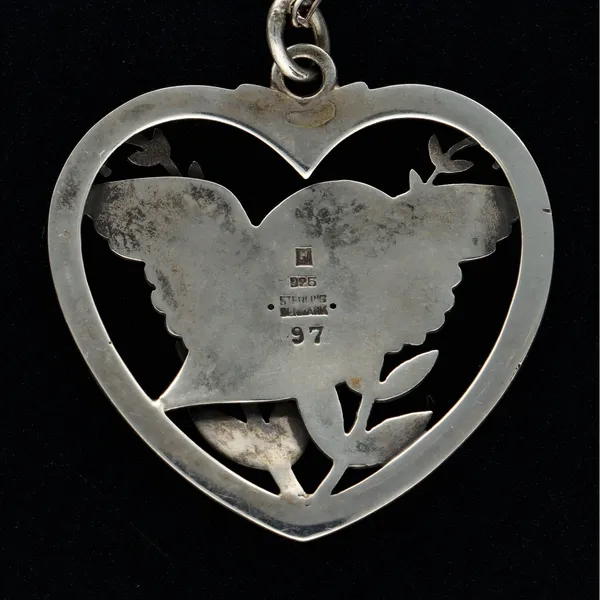 Georg Jensen Danish Silver Bird in Heart Pendant