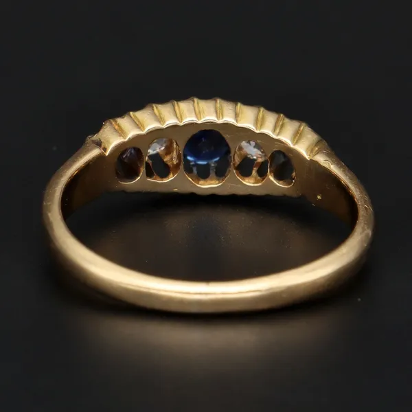 18ct Gold Old Cut Diamond and Sapphire Ring