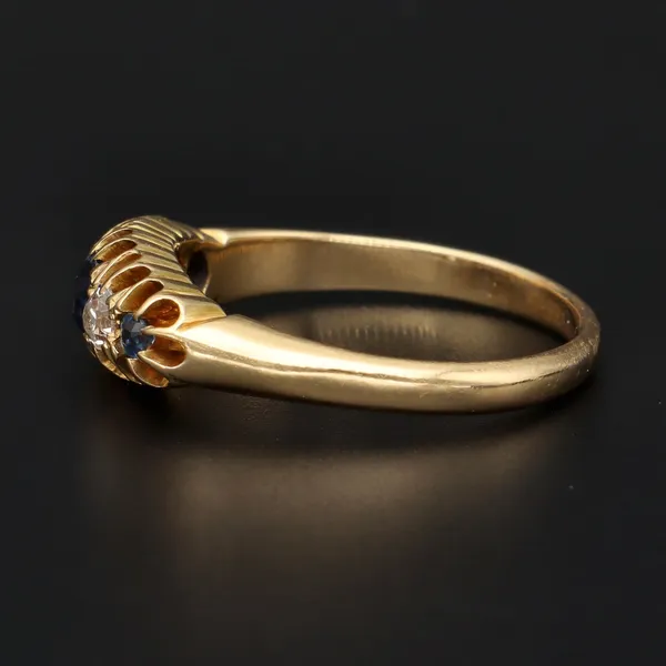 18ct Gold Old Cut Diamond and Sapphire Ring