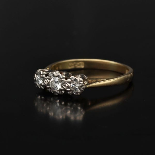 18ct Yellow Gold and Diamond Trilogy Ring