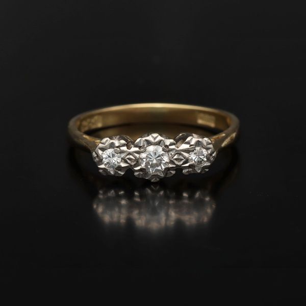 18ct Yellow Gold and Diamond Trilogy Ring