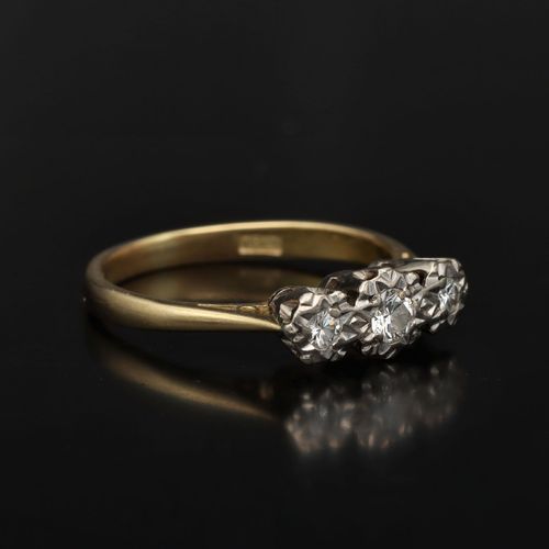 18ct Yellow Gold and Diamond Trilogy Ring image-1