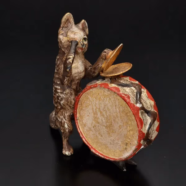 Austrian Cold Painted Bronze Drummer Cat