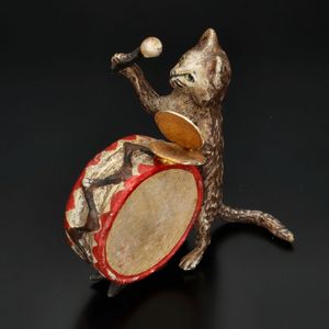 Austrian Cold Painted Bronze Drummer Cat