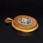 Vintage Goldstone and Micro Mosaic Pendant
