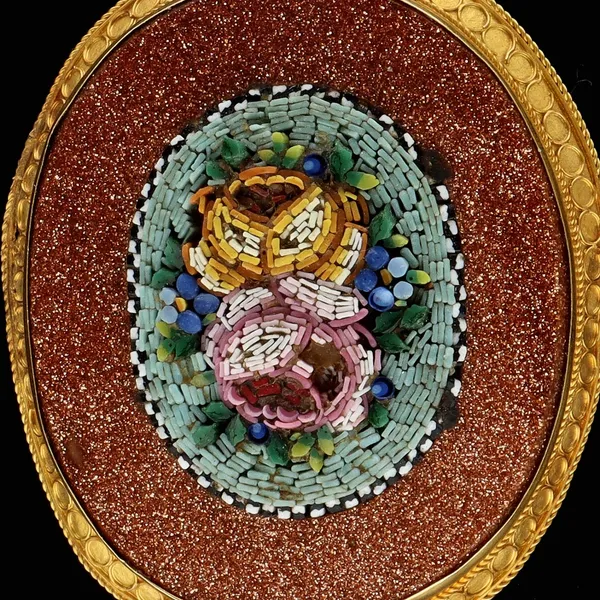 Vintage Goldstone and Micro Mosaic Pendant