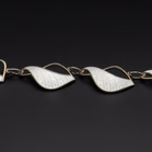 Norwegian Mid-Century Vermeil Sterling Silver & White Guilloché Enamel Necklace