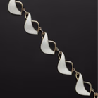 Norwegian Mid-Century Vermeil Sterling Silver & White Guilloché Enamel Necklace