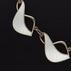 Norwegian Mid-Century Vermeil Sterling Silver & White Guilloché Enamel Necklace