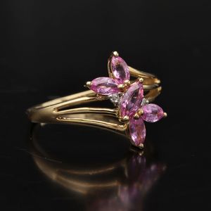 Gold Pink Sapphire Diamond Ring