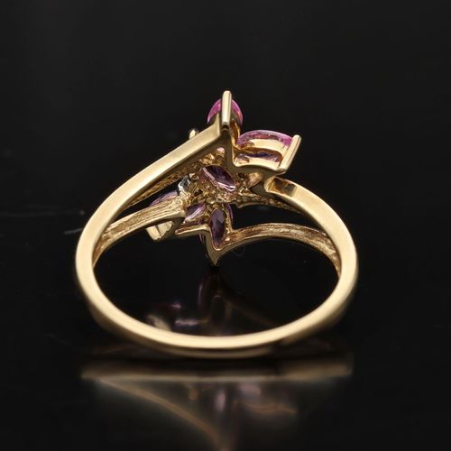 Gold Pink Sapphire Diamond Ring image-5