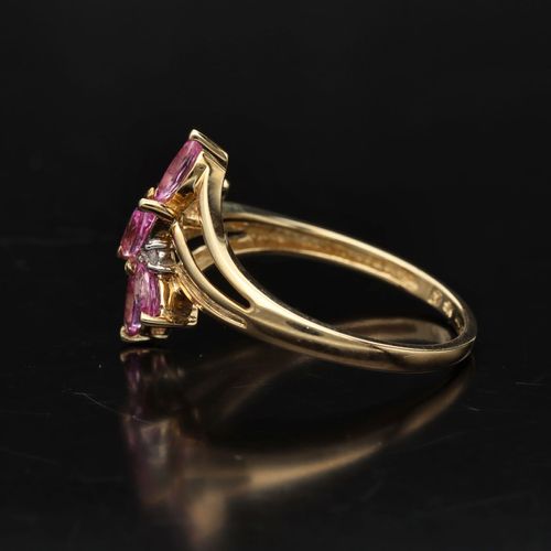 Gold Pink Sapphire Diamond Ring image-3