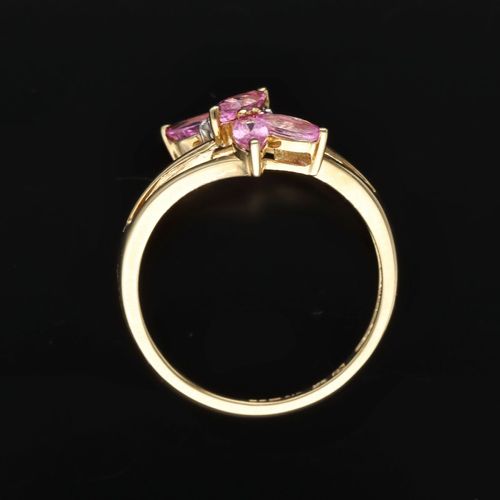 Gold Pink Sapphire Diamond Ring image-6