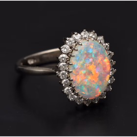 18ct Gold Opal and Diamond Ring