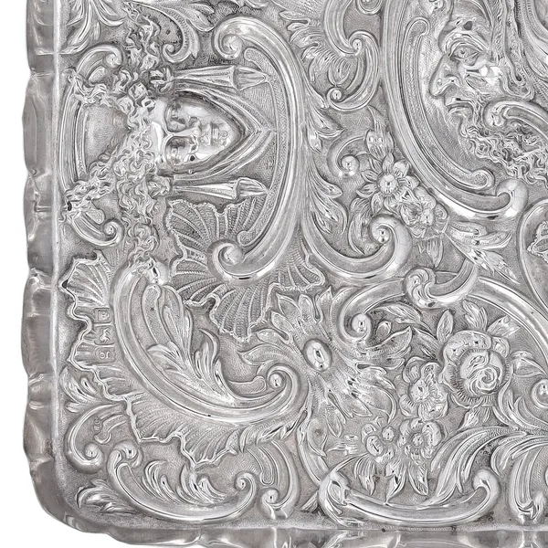 Edwardian Silver Tray Decorated with Medusa Heads