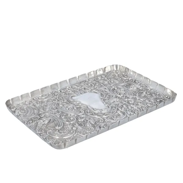 Edwardian Silver Tray Decorated with Medusa Heads