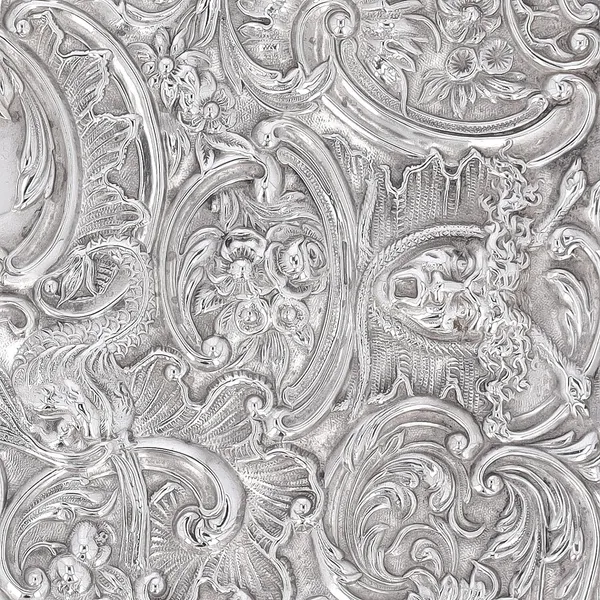 Edwardian Silver Tray Decorated with Medusa Heads
