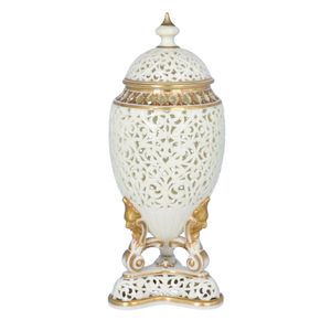 Worcester Lidded Pierced Vase