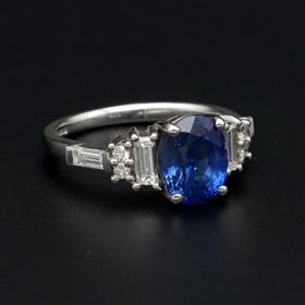 Sapphire & Diamond Platinum Ring