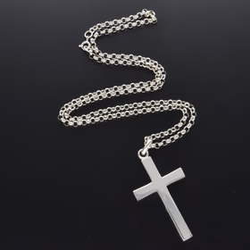 Silver Cross and Belcher Chain