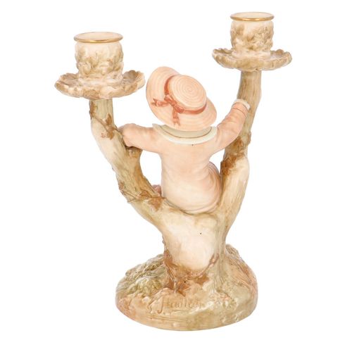 19th Century Royal Worcester Boy Figurine Double Candlestick image-5