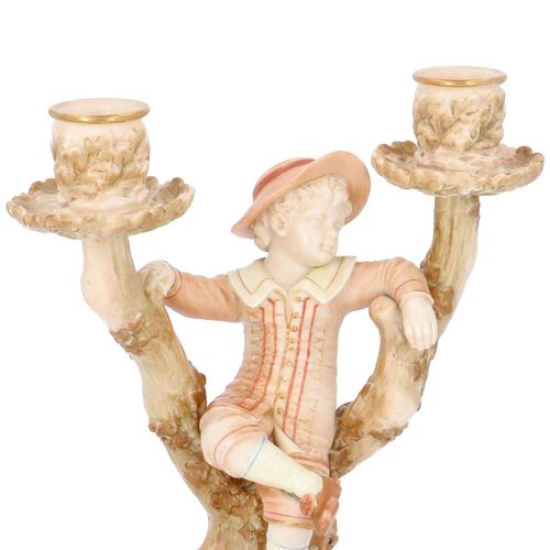 19th Century Royal Worcester Boy Figurine Double Candlestick image-2