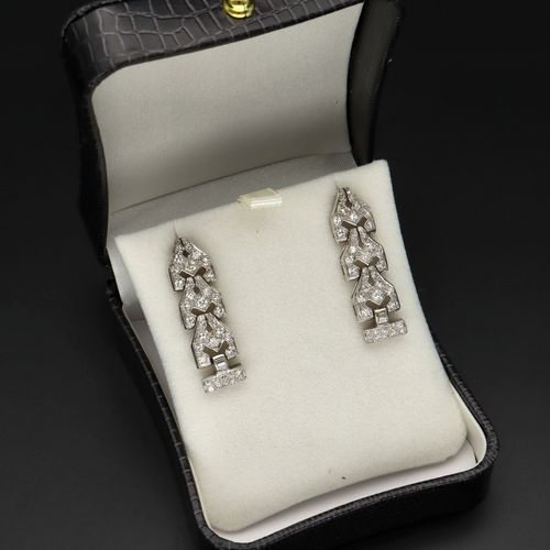 1930s Platinum Old Cut Diamond Earrings image-1