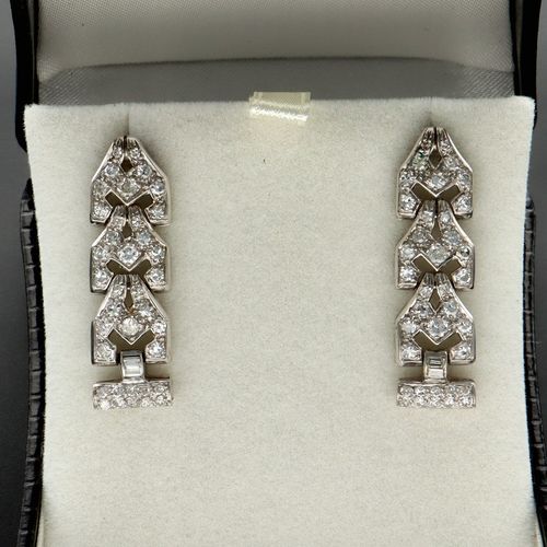 1930s Platinum Old Cut Diamond Earrings image-3