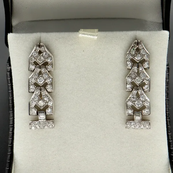 1930s Platinum Old Cut Diamond Earrings