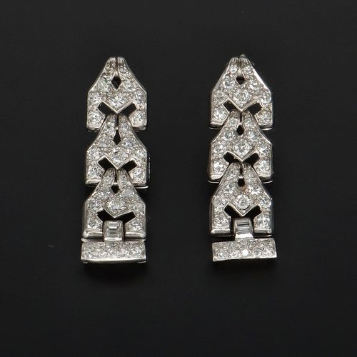 1930s Platinum Old Cut Diamond Earrings image-2