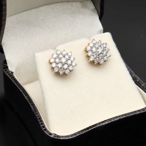 Vintage 9ct Gold Diamond Cluster Earrings