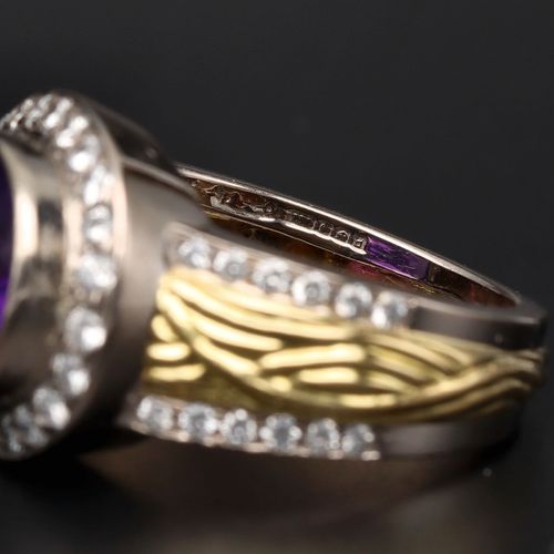 18ct Gold Amethyst and Diamond Ring image-4