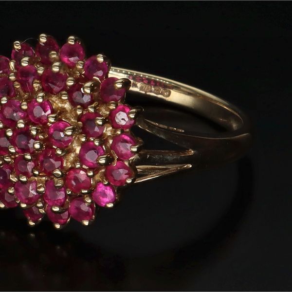 9ct Gold Ruby Cluster Ring