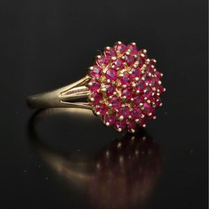 9ct Gold Ruby Cluster Ring
