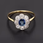 Edwardian 18ct Gold Diamond and Sapphire Cluster Ring
