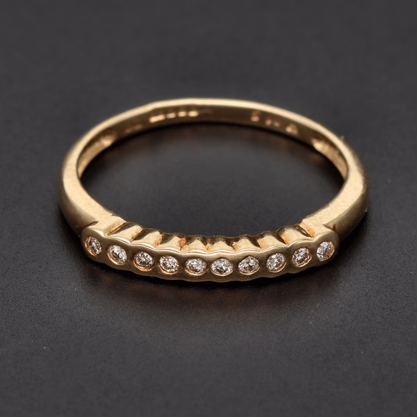Vintage 9ct Gold Diamond Half Hoop Ring