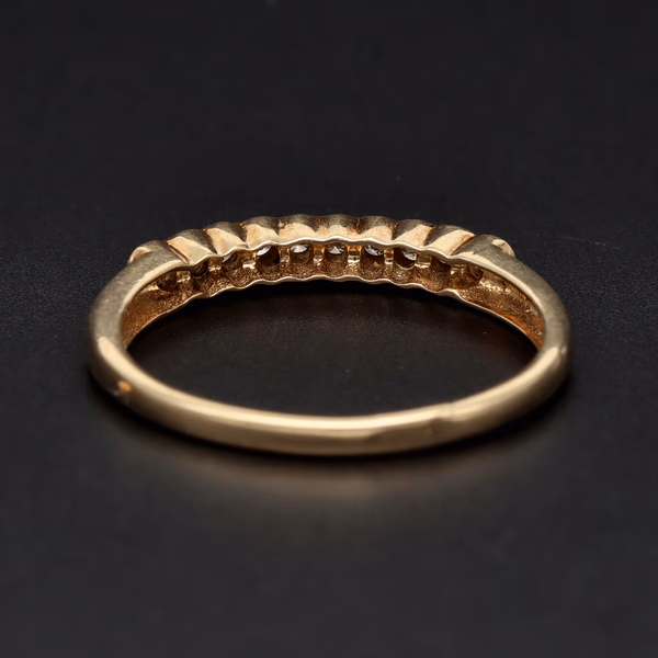 Vintage 9ct Gold Diamond Half Hoop Ring